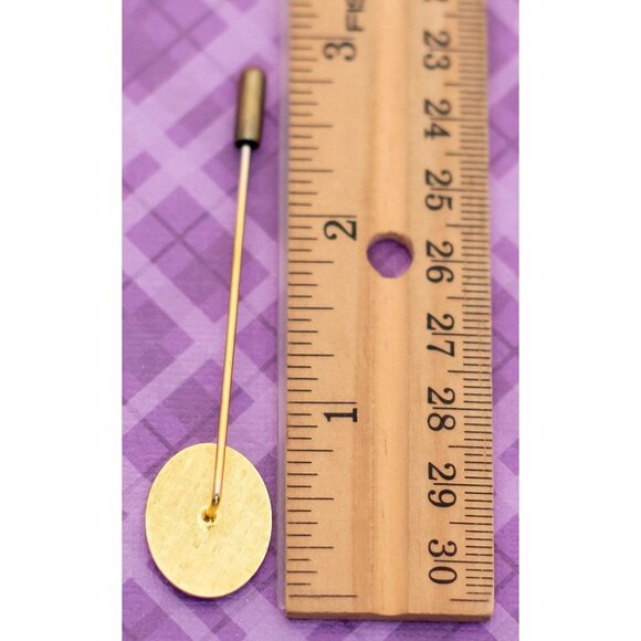 Vintage Black Oval "MB" Gold Tone Stick Pin - V19 - Picture 3 of 3